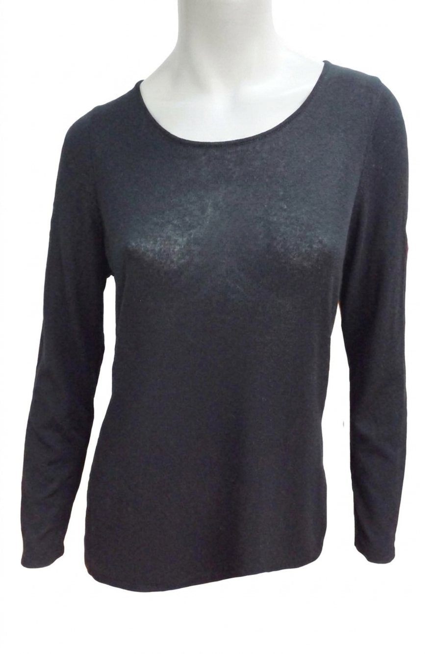 NEW ANGEL long sleeve scoop neck top in black